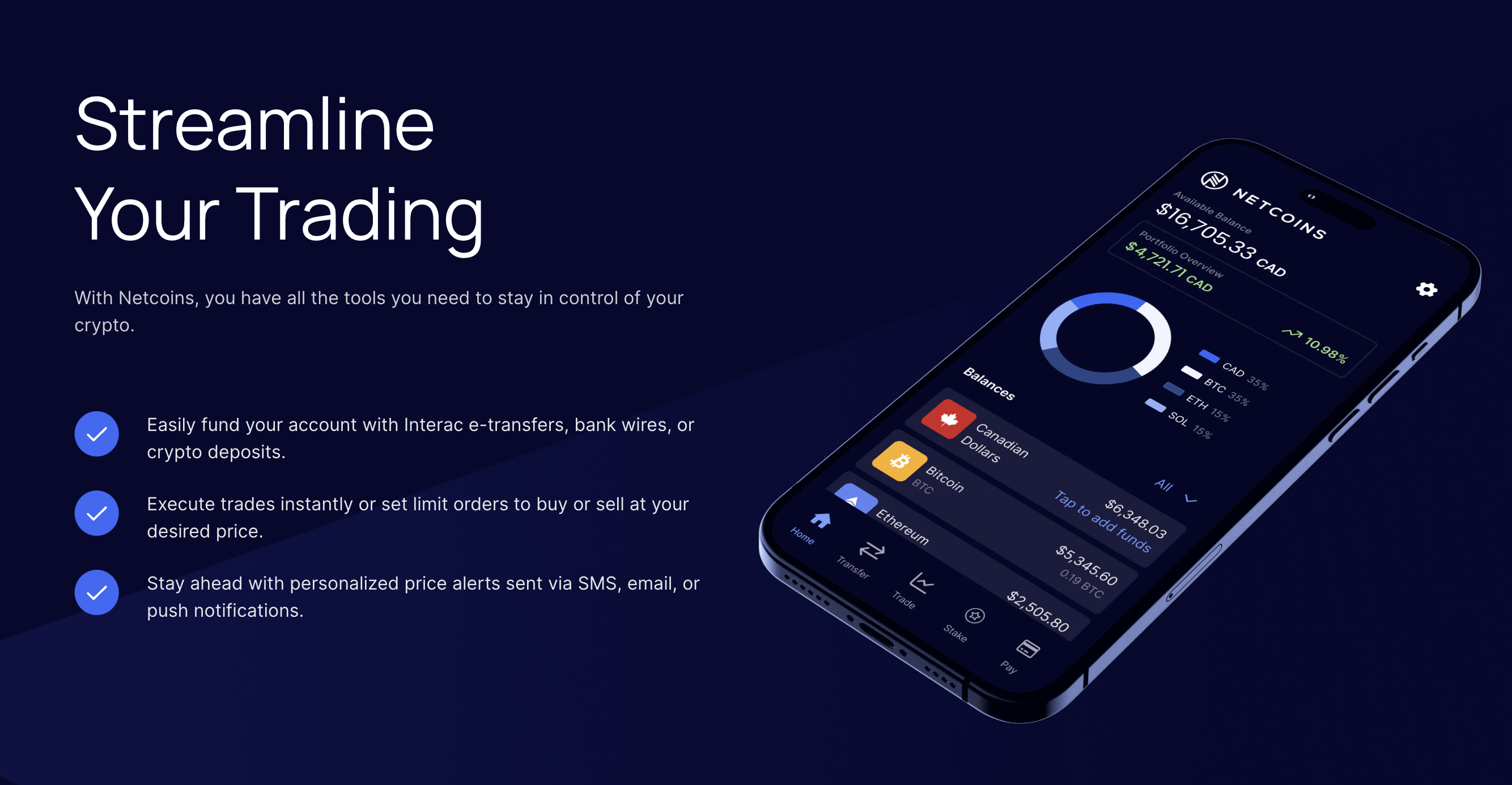 Netcoins Trading Interface